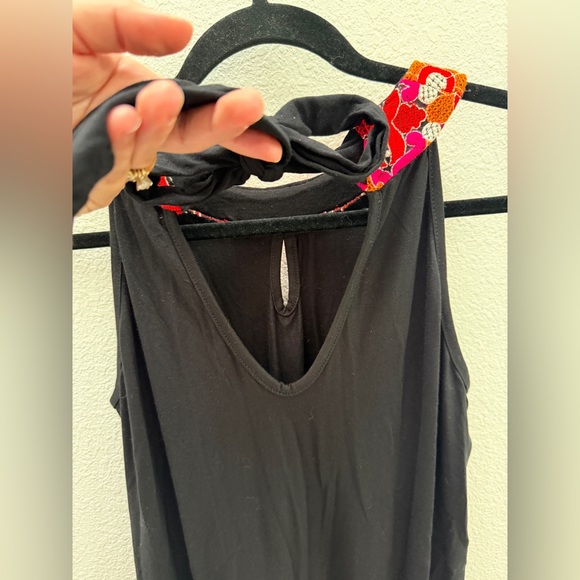 Anabella Black Dress with Pink and Orange Embroidered Neckline size S/M - Picture 4 of 8